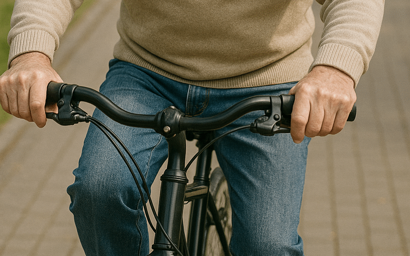 Homme âgé marchant au parc pour la reprise d’activité après une prothèse de hanche