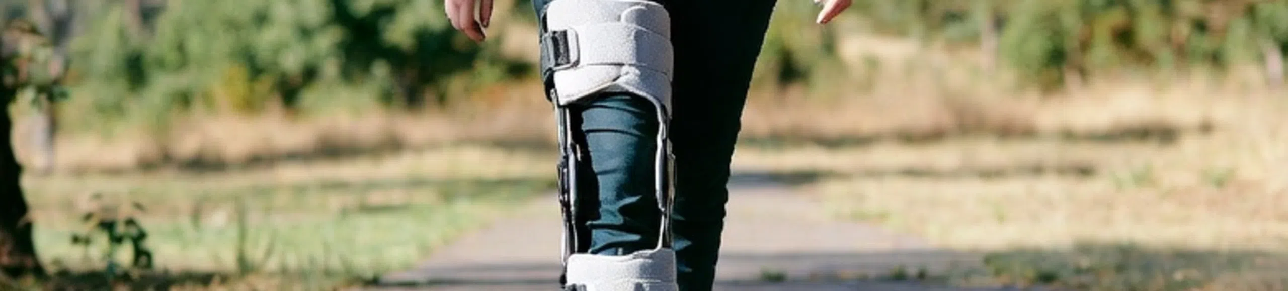 Marche avec genou équipé d’une orthèse après rupture du ligament croisé antérieur