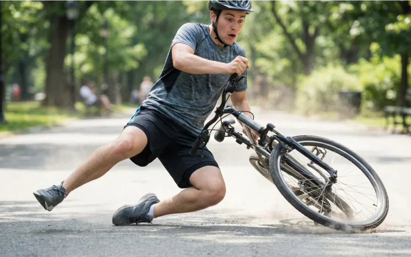 Chute à vélo avec traumatisme du genou pouvant provoquer une entorse