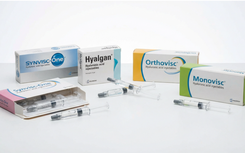 Injection d’acide hyaluronique au genou – seringues et produits de viscosupplémentation